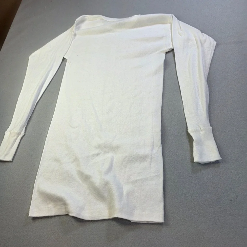 Vintage Made in USA All Cotton Long Sleeve Thermal Undershirt White XL